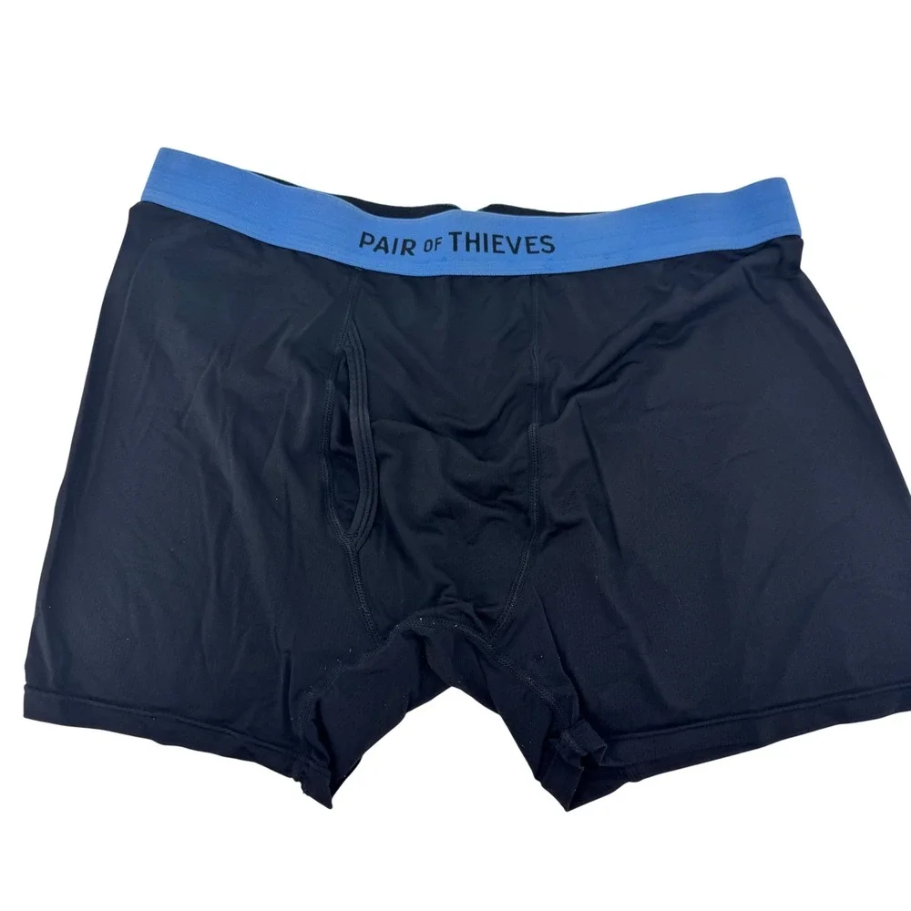 Pair of Thieves Men Black Boxer Briefs Athletic Performance Stretch Size Large